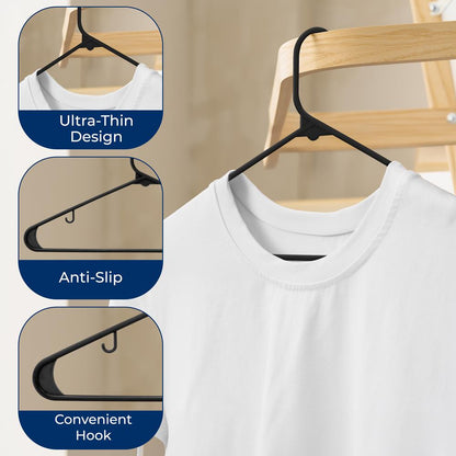 Plastic Hangers 150 Pack, Space-Saving Non-Slip Design, Ultra-Thin