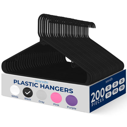 200 Pack Non-Slip Plastic Hangers, Space-Saving, 360° Swivel Hook
