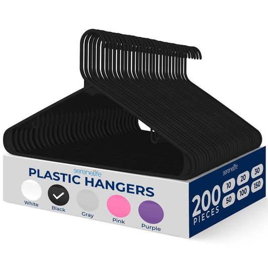 200 Pack Non-Slip Plastic Hangers, Space-Saving, 360° Swivel Hook