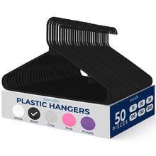 Plastic Hangers 50-Pack, Space-Saving Non-Slip, Ultra-Thin, Black