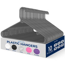 10 Pack Plastic Hangers, Space-Saving, Non-Slip, 360° Swivel Hook, Gray