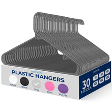 30-Pack Non-Slip Space-Saving Plastic Hangers, Sturdy, Gray
