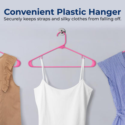 200 Pack Non-Slip Space-Saving Hangers, Sturdy Plastic, Pink