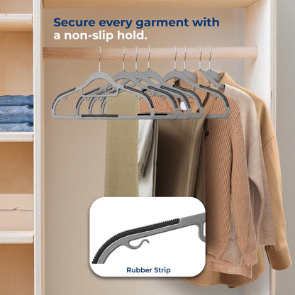 30-Pack Non-Slip Clothes Hangers, Space-Saving ABS Plastic, Grey