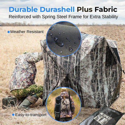 Ground Hunting Blind - Easy Setup, Water Repellent, Camo, 65"x55"