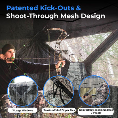 Ground Hunting Blind - Easy Setup, Water Repellent, Camo, 65"x55"