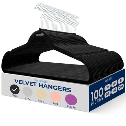 100-Pack Velvet Hangers Non-Slip Space-Saving Swivel Hook