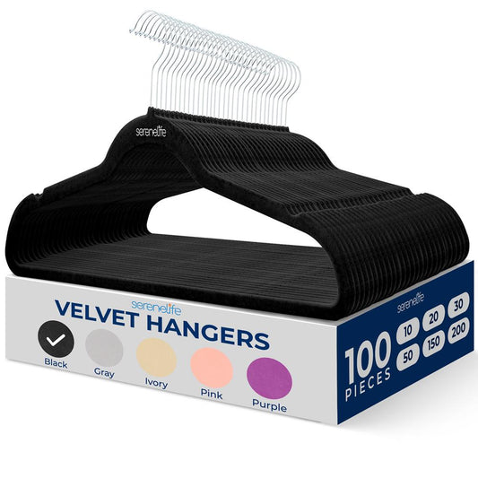100-Pack Velvet Hangers Non-Slip Space-Saving Swivel Hook