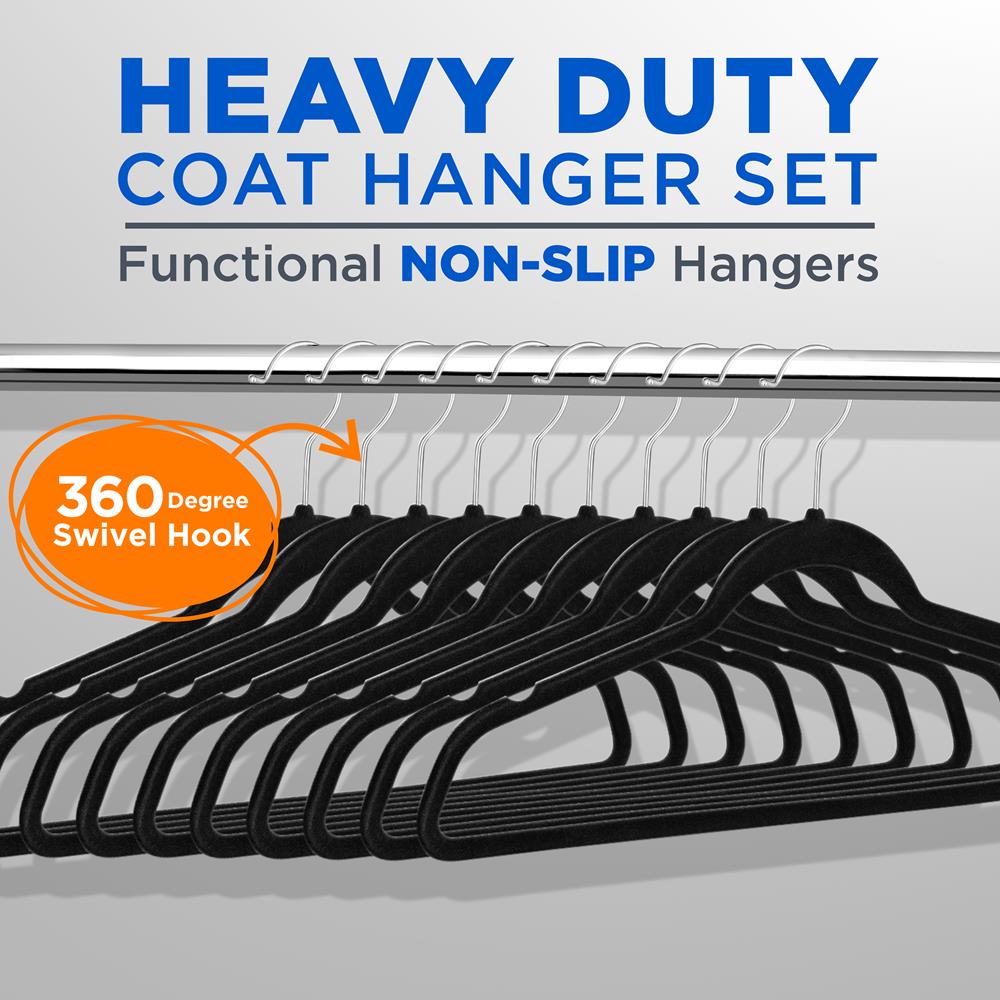 Serenelife Premium Non-Slip Velvet Hangers - Space Saving Heavy Duty Slim Suit Clothes Hanger Set with 360 Degree Swivel Metal Hook, (100-Pack)