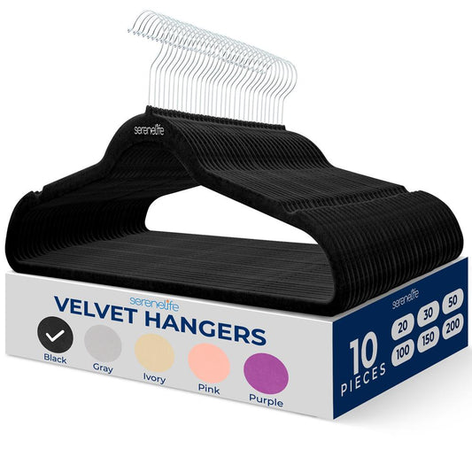 Velvet Hangers 10-Pack, Non-Slip, 360¬∞ Swivel Hook, Space-Saving