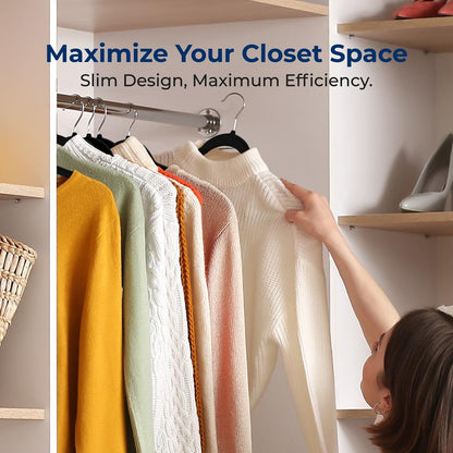 200-Pack Velvet Hangers Non-Slip 360¬∞ Swivel Hook Space-Saving Black