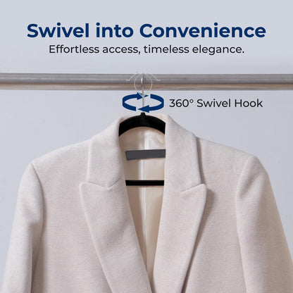 200-Pack Velvet Hangers Non-Slip 360¬∞ Swivel Hook Space-Saving Black