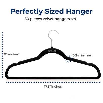 30-Pack Velvet Hangers Non-Slip 360° Swivel Hook Space-Saving Design