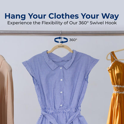 100-Pack Velvet Non-Slip Hangers, Space-Saving, 360° Swivel, Ivory