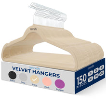 150 Velvet Hangers Non-Slip 360° Swivel Hook Space-Saving Ivory