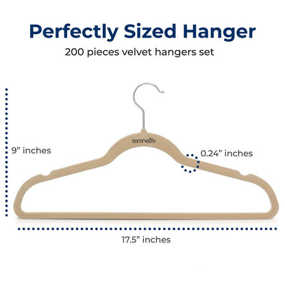 200-Pack Velvet Hangers Non-Slip 360¬∞ Swivel Hook Ivory