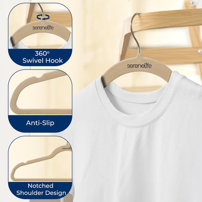 Velvet Hangers 30-Pack, Non-Slip, Space-Saving, 360° Swivel, Ivory