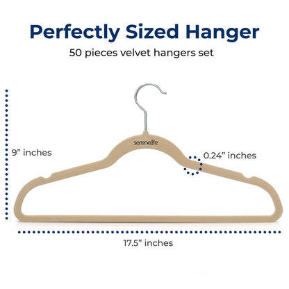 50 Pieces Velvet Hangers - Non-Slip, Sturdy, And Heavy Duty Coat Set With 360° Swivel Hook For Clothes (Ivory)