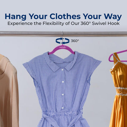 Velvet Hangers 100-Pack, Non-Slip, Space-Saving, 360° Swivel, Purple