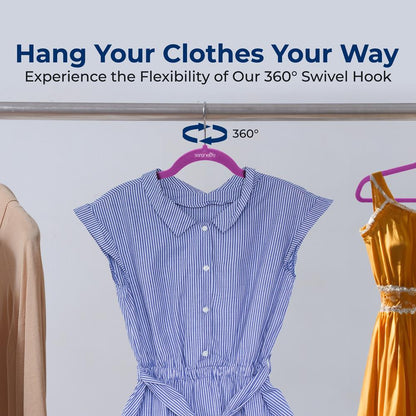 Velvet Hangers 30-Pack Non-Slip 360° Swivel Hook Purple