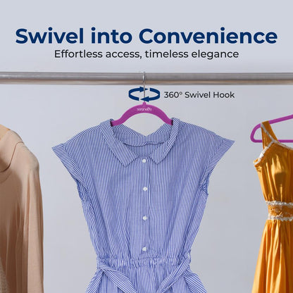50 Pack Velvet Hangers - Non-Slip, Space-Saving, 360° Swivel Hook, Purple