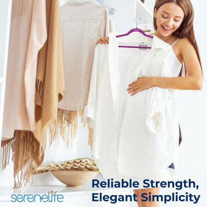 50 Pack Velvet Hangers - Non-Slip, Space-Saving, 360° Swivel Hook, Purple