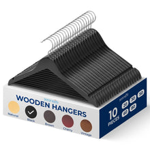 10-Pack Wooden Coat Hangers - Durable, Space-Saving, 360° Swivel Hook