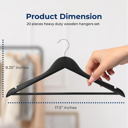 product image number 2 for SereneLife Non-Slip Wooden Hangers