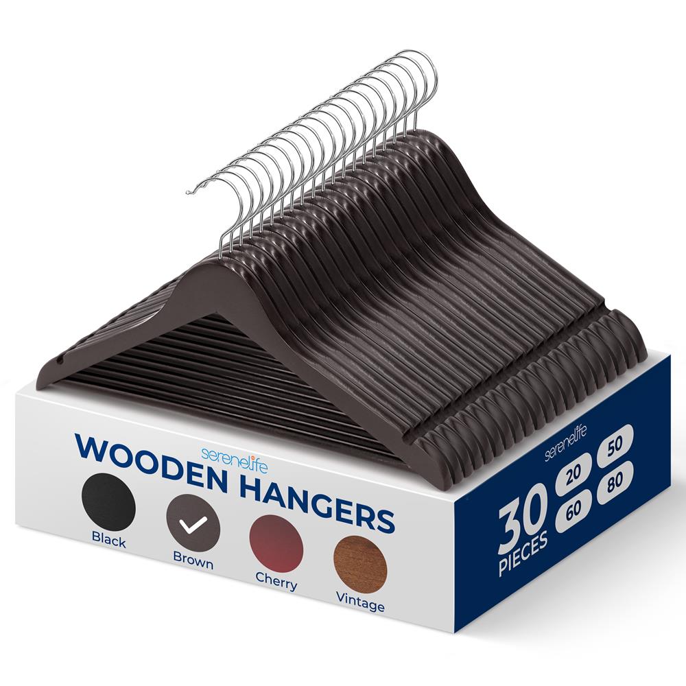 product image number 1 for SereneLife Non-Slip Wooden Hangers