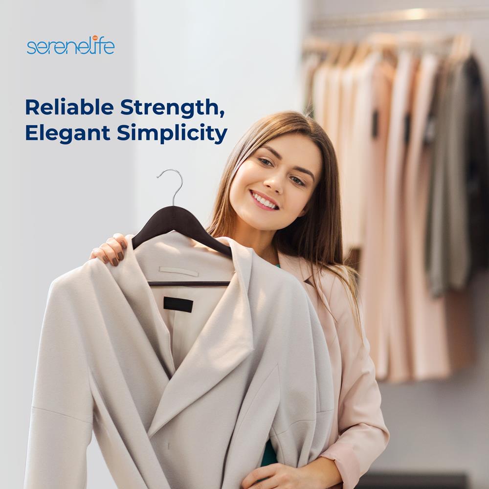 product image number 7 for SereneLife Non-Slip Wooden Hangers