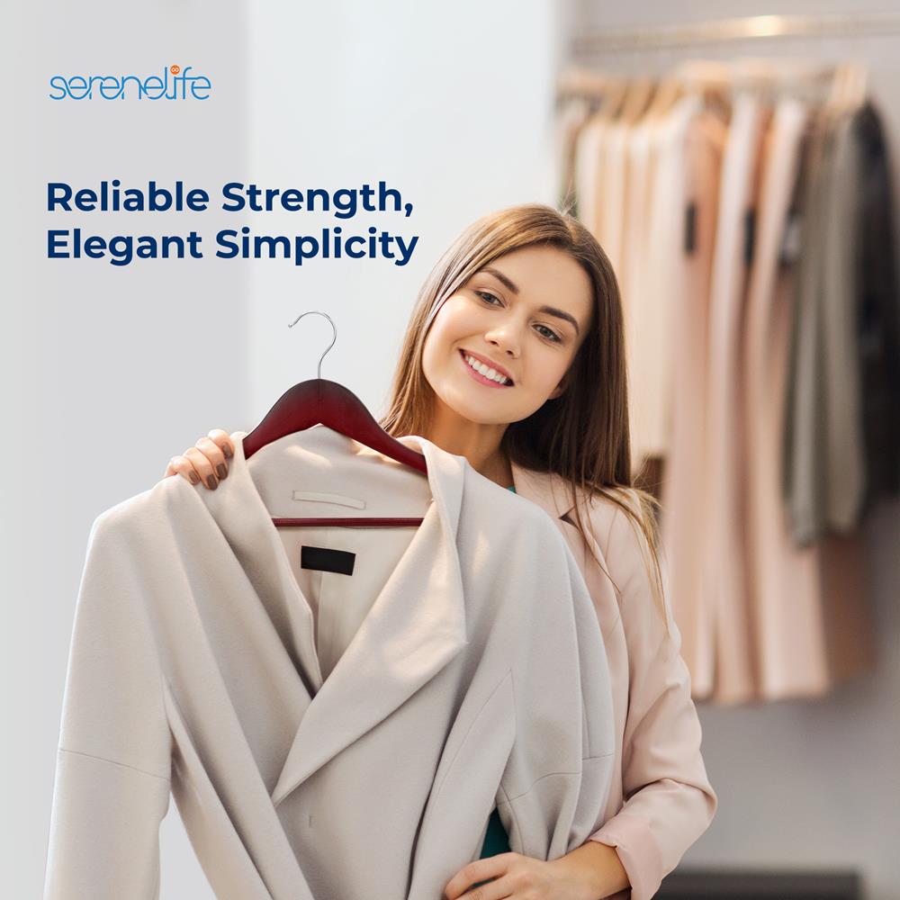 product image number 7 for SereneLife Non-Slip Wooden Hangers