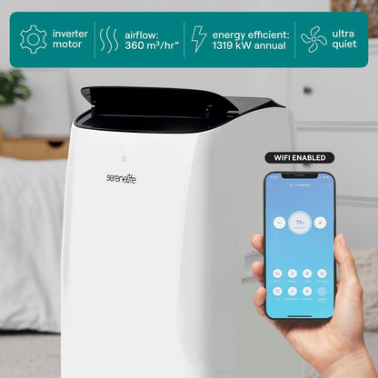 Portable Inverter AC 10300 BTU WiFi Quiet Cooling/Heating White