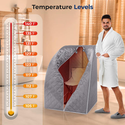 Portable Infrared Sauna for Home Detox, Heated Foot Pad, Gray