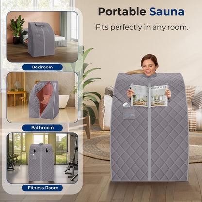 Portable Infrared Sauna for Home Detox, Heated Foot Pad, Gray