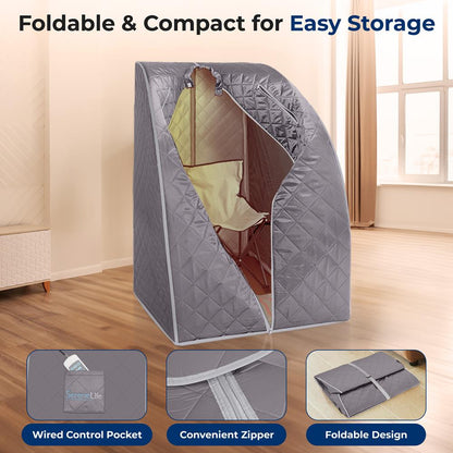 Portable Infrared Sauna for Home Detox, Heated Foot Pad, Gray