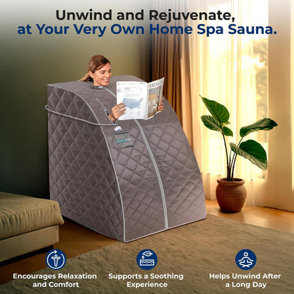 Portable Infrared Sauna for Home Detox, Heated Foot Pad, Gray
