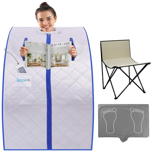Portable Infrared Sauna for Detox, 1050W Heated Foot Pad, Silver