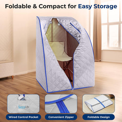 Portable Infrared Sauna for Detox, 1050W Heated Foot Pad, Silver