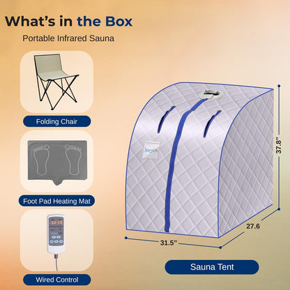 Portable Infrared Sauna for Detox, 1050W Heated Foot Pad, Silver