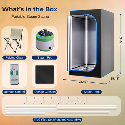 Portable Home Sauna for Detox, 4L Steamer, Folding Chair, Gray