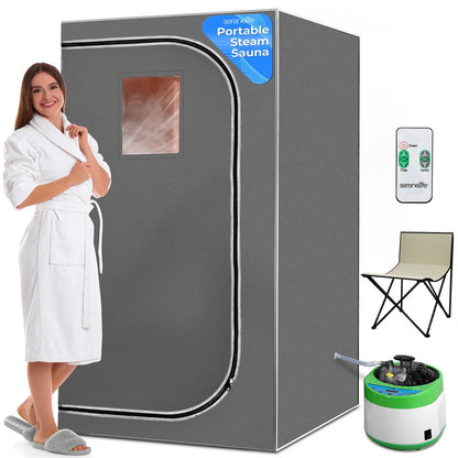 Portable Home Sauna for Relaxation, 1600W, Foldable Chair, Steam Gray