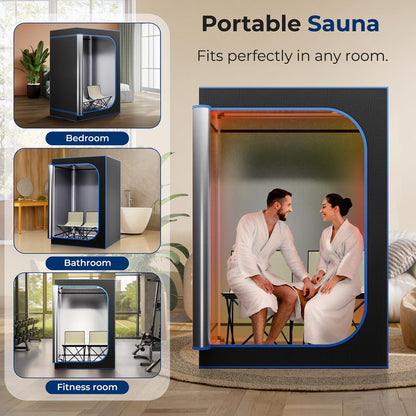 Portable 2-Person Sauna Tent, Detox & Relax, 4L Steamer, 2 Chairs, Black