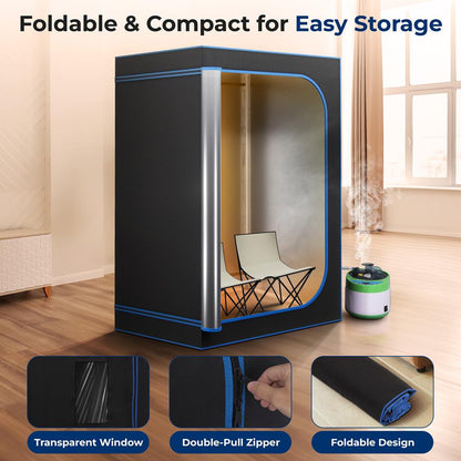 Portable 2-Person Sauna Tent, Detox & Relax, 4L Steamer, 2 Chairs, Black