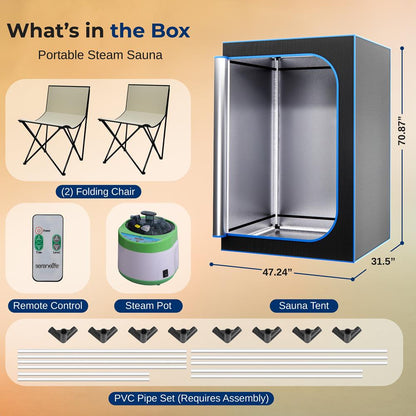 Portable 2-Person Sauna Tent, Detox & Relax, 4L Steamer, 2 Chairs, Black