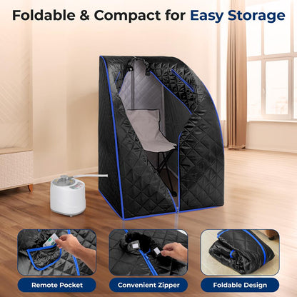 Portable Home Sauna, Detox Therapy, 2L Steamer, Folding Chair, Remote Control