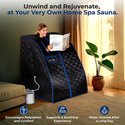 Portable Home Sauna, Detox Therapy, 2L Steamer, Folding Chair, Remote Control