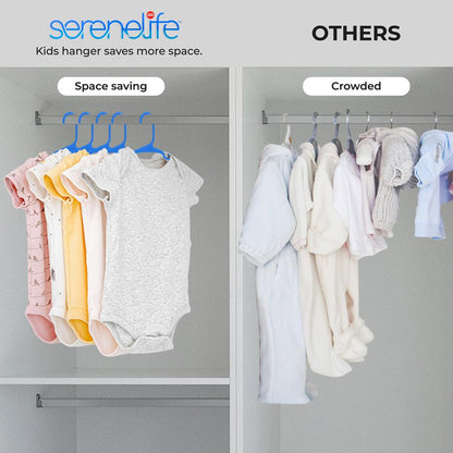 40-Pack Non-Slip Kids Hangers - Space-Saving, Durable Plastic, Blue