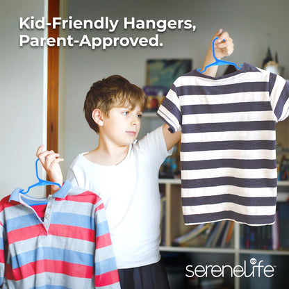40-Pack Non-Slip Kids Hangers - Space-Saving, Durable Plastic, Blue