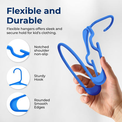 Plastic Kids Hangers 60-Pack, Non-Slip, Space-Saving, Blue