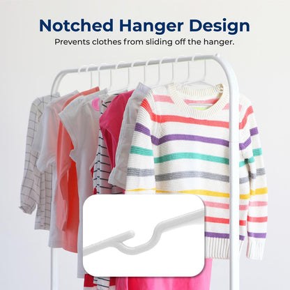 Plastic Kids Hangers 60-Pack Non-Slip Space-Saving Design White